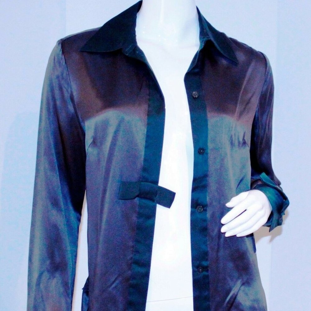 Tibi Silk Front Bow Button  Blouse
